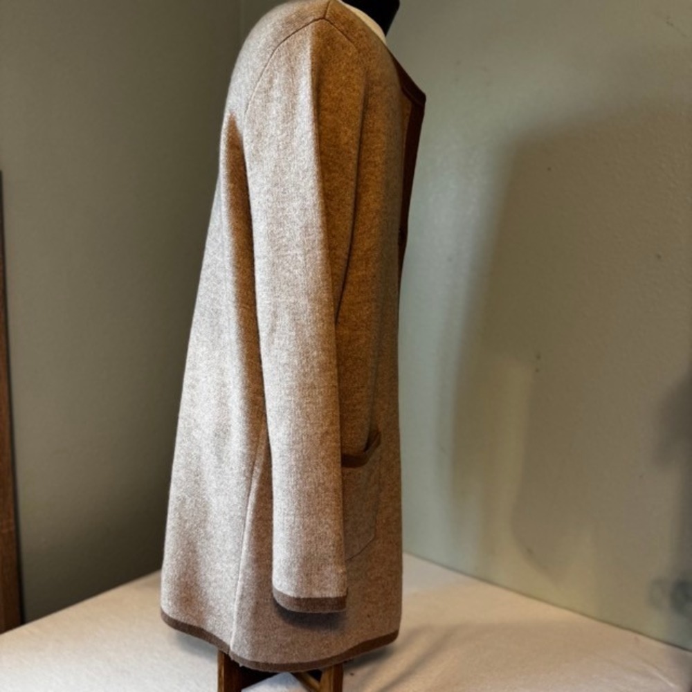 J McLaughlin Nan Wool Cashmere‎ long Cardigan Sweater Women XL Tan Brown pockets - Picture 10 of 14